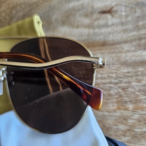 GUCCI Men's 61mm aviator sunglasses Gg0969s Brown Gold Authentic New - Picture 7 of 14